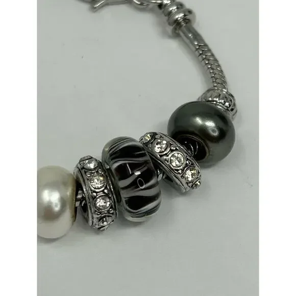 Lot 5 Jewelry Bracelets Costume Bella Perlina Gold Silver Tone Heart Shiny Beads - Picture 4 of 13